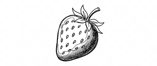 Monochrome Ink Sketch of a Strawberry
