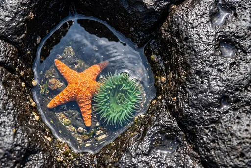 Starfish and Anemone in Volcanic Tide Pool