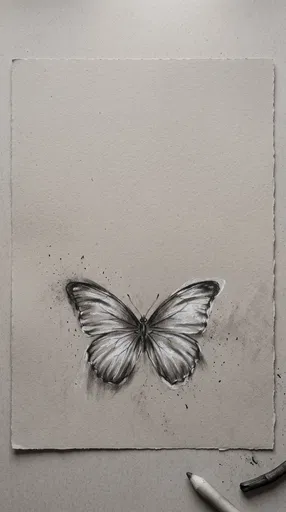 Charcoal Butterfly Drawing on Toned Grey Paper