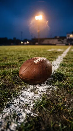 Football on Chalk Line at Dusk