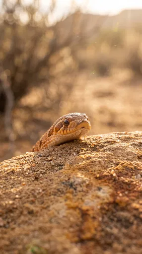 Hognose Snake Peeking Over Desert Rock