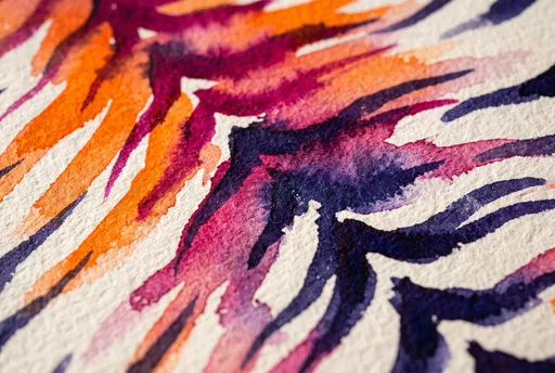 Vibrant Watercolor Tiger Print Macro