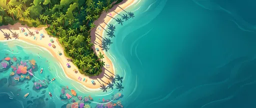 Aerial Tropical Peninsula Illustration with Copy Space