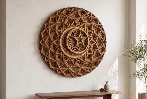 Layered Wooden Islamic Crescent Wall Art