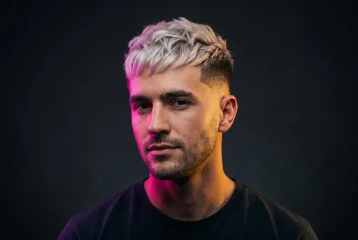 Man With Platinum Crop Haircut Portrait