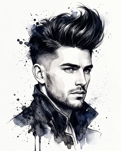 Watercolor Illustration of Man with Quiff