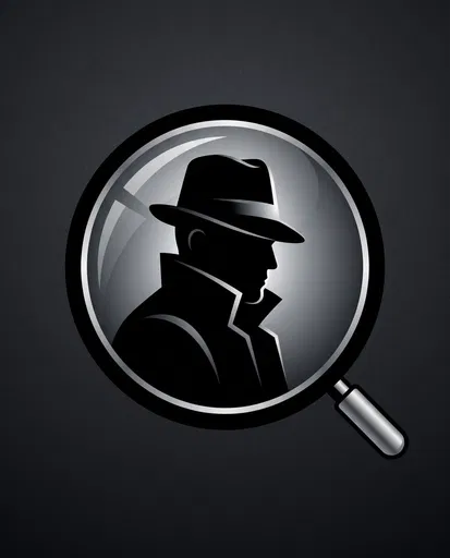 Detective Silhouette Inside Magnifying Glass Emblem