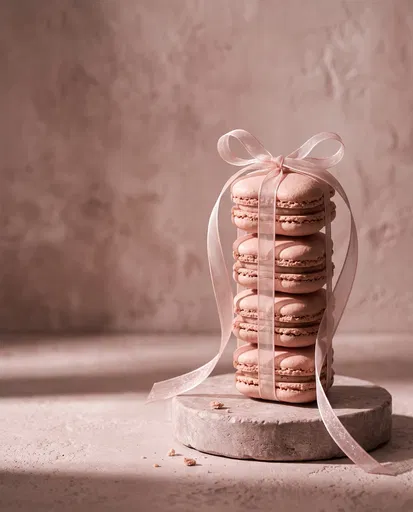 Pink Macaron Stack Tied With Ribbon