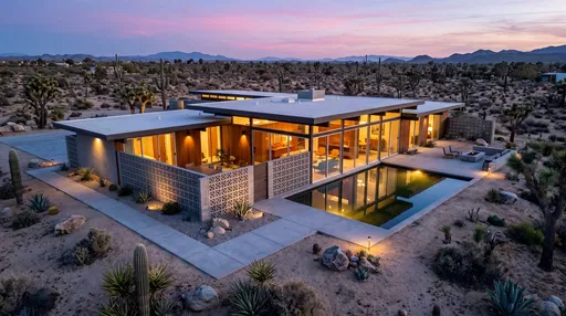 Mid-Century Modern Desert Home at Twilight