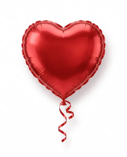 Red Metallic Foil Heart Balloon Clipart