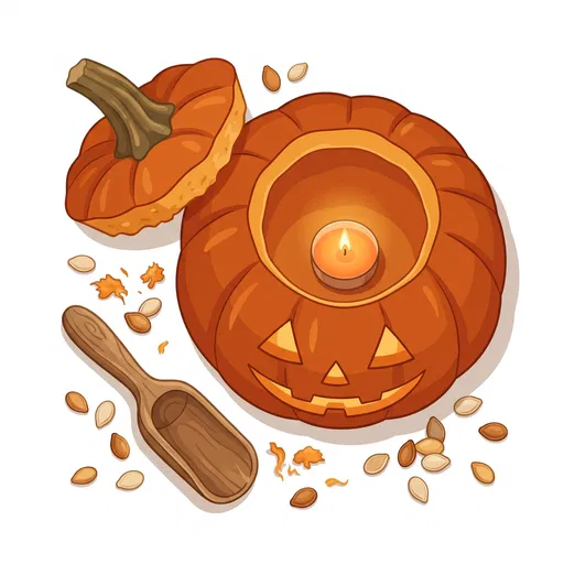 Carved Pumpkin With Tea Light Clipart