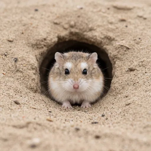 Roborovski Hamster in Sand Burrow