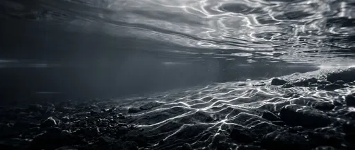 Monochrome Underwater Stream With Caustic Light
