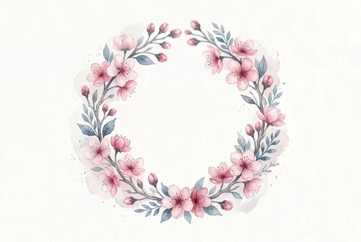 Watercolor Cherry Blossom Floral Wreath