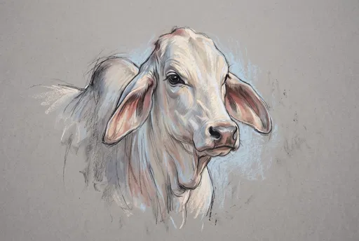 Pastel Portrait of a Brahman Cow