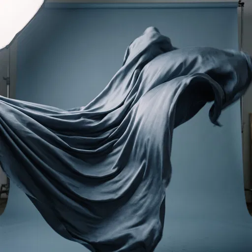 Flowing Slate Blue Silk in Studio