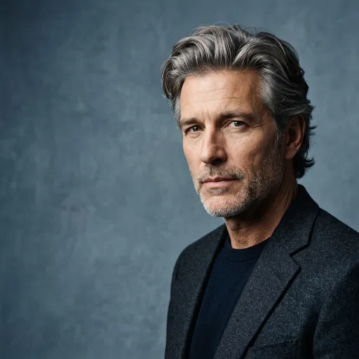 Studio Portrait of Mature Man with Silver Hair