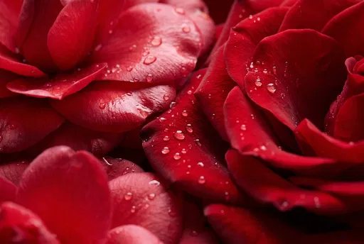 Macro Red Flower Petals With Dew