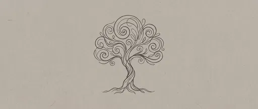 Swirling Line Art Tree on Paper