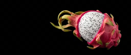 Peeled Magenta Dragon Fruit on Black