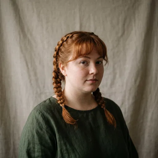 Young Woman With Red Braids Portrait
