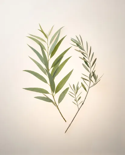 Minimalist Eucalyptus and Olive Branch Flat Lay