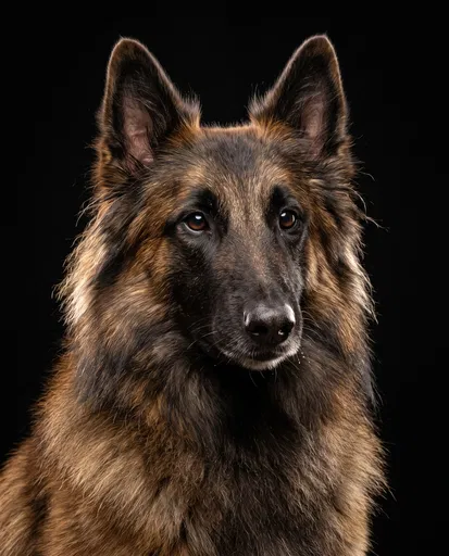 Studio Portrait of Belgian Tervuren Dog