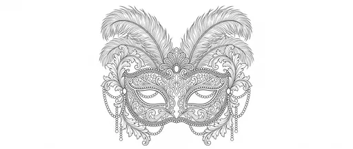 Intricate Venetian Masquerade Mask Coloring Page