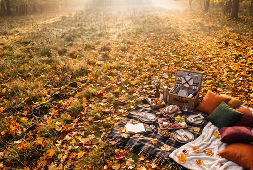 Cozy Autumn Picnic in Misty Meadow