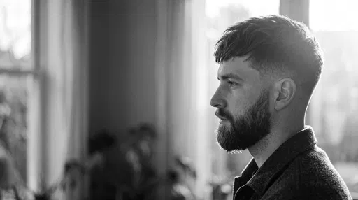 Monochrome Profile of Bearded Man