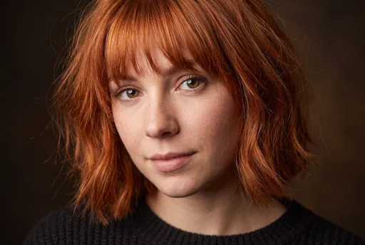Woman With Copper Red Tousled Bob