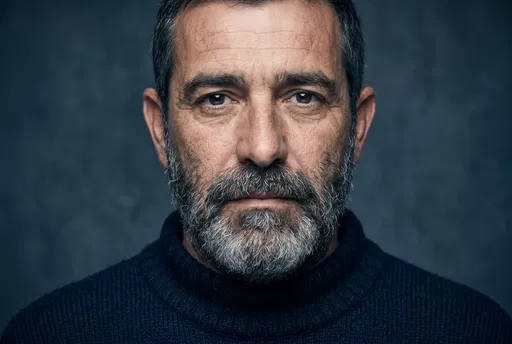Studio Portrait of Bearded Middle-Aged Man