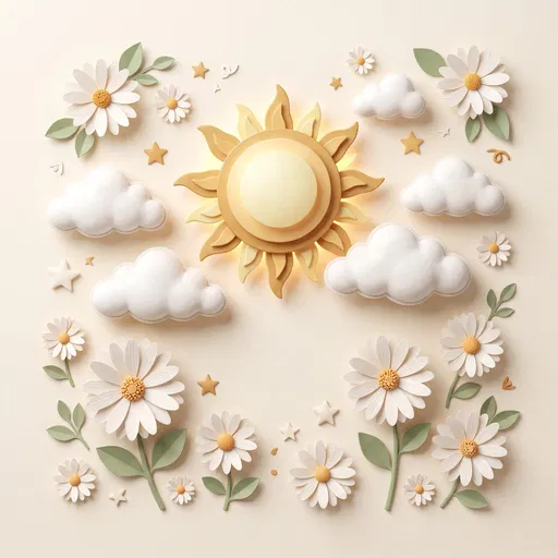 3D Paper Craft Sun and Daisies
