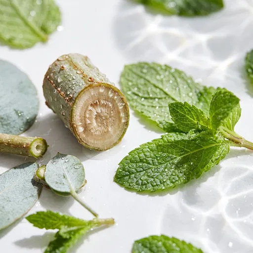 Fresh Mint and Eucalyptus Macro Flat Lay