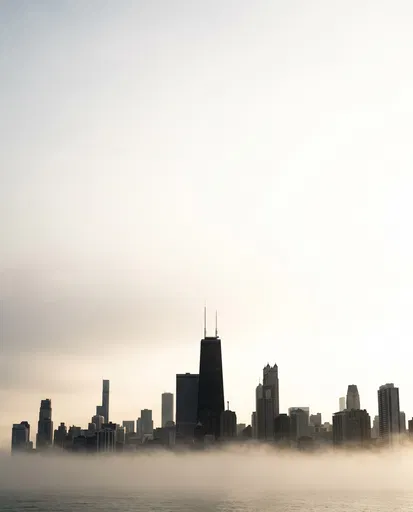 Chicago Skyline Rising Above Morning Fog