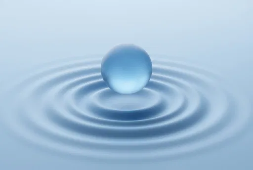 Frosted Blue Sphere Over Matte Ripples