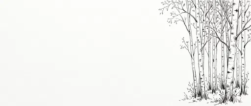 Minimalist Black Ink Birch Forest Drawing