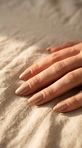 Neutral Almond Manicure on Sunlit Linen