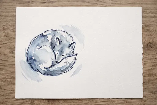 Watercolor Sketch of Sleeping Wolf