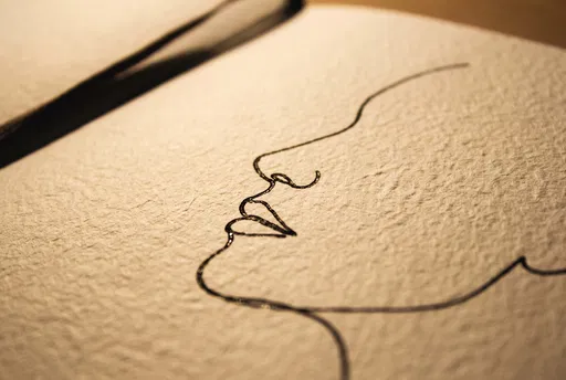 Minimalist Ink Line Drawing Face Profile