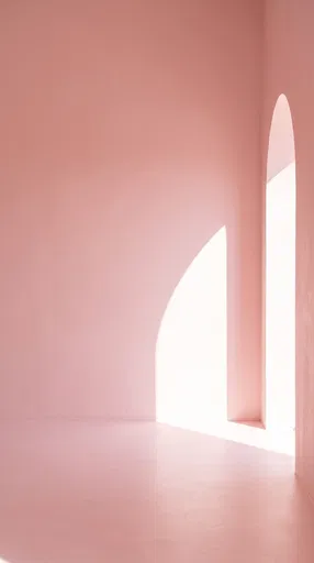 Minimalist Pink Room With Archway Sunlight