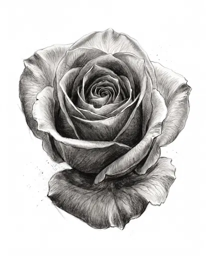 Detailed Charcoal Rose Bloom Illustration