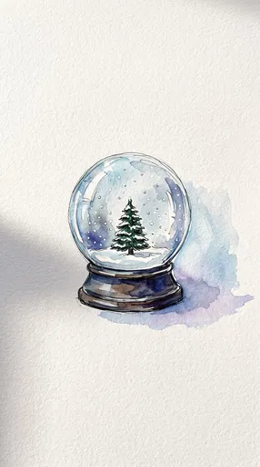 Watercolor Snow Globe with Pine Tree