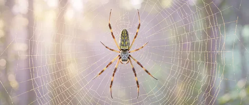 Orb Weaver Spider on Backlit Morning Web