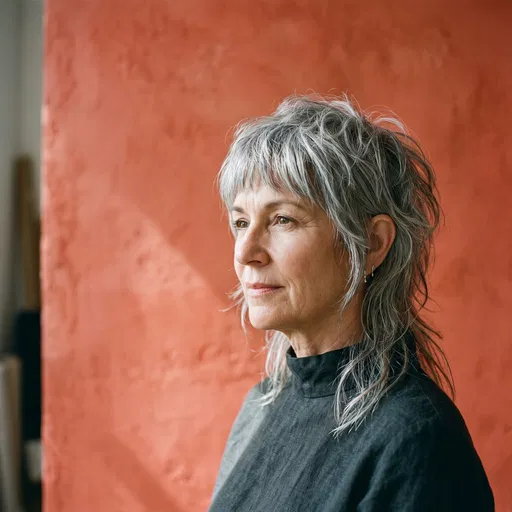 Mature Woman With Gray Shag Haircut