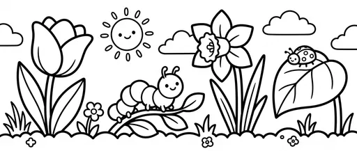 Cute Spring Garden Coloring Page