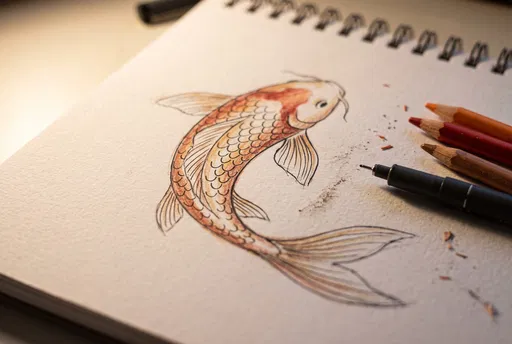Koi Fish Sketch in Notebook