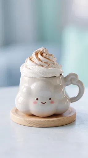 Smiling Cloud Mug with Whipped Cream