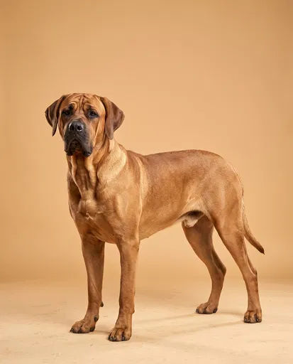 Fawn Tosa Inu Standing in Studio