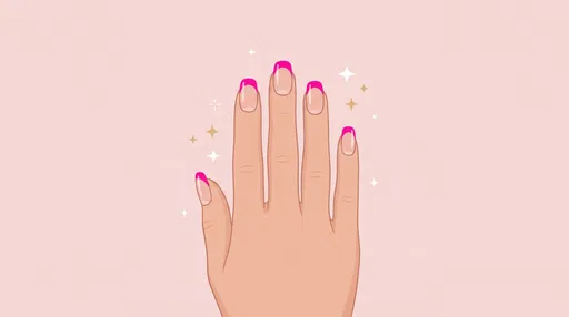 Pink French Tip Manicure Vector Illustration